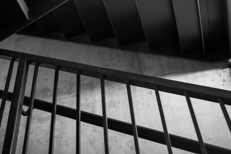 View of stairwell railing.