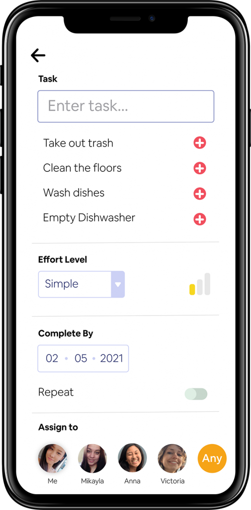 Add Tasks screen